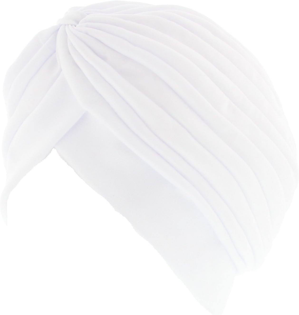 NEW FULL HEADCOVER WHITE TURBAN HEADWRAP HAIR LOSS CHEMO HAT BANDANA - P124