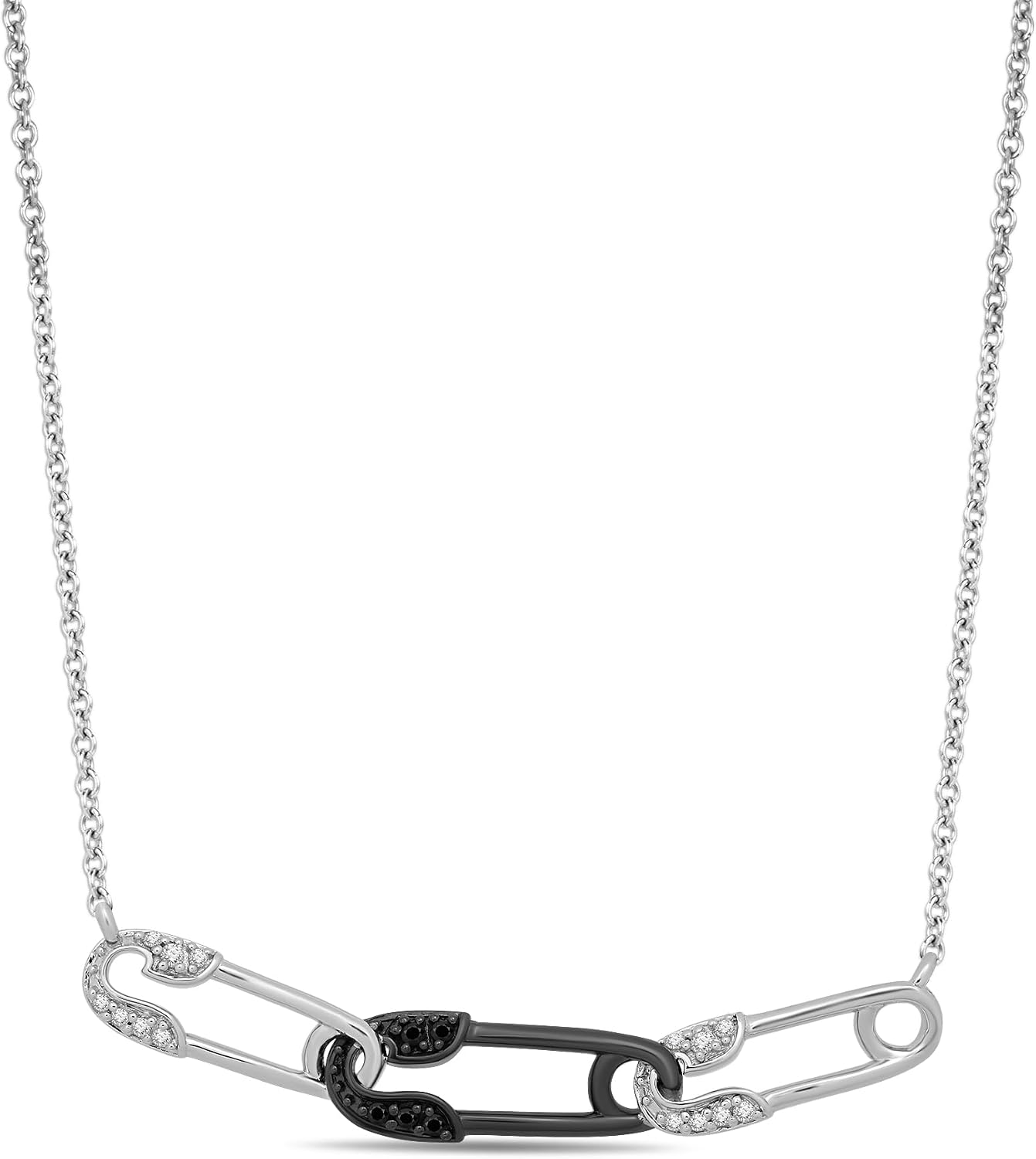 Jewelili Enchanted Disney Fine Jewelry Black Rhodium over Sterling Silver with 1/10 CTTW Diamond Cruella Pendant Necklace