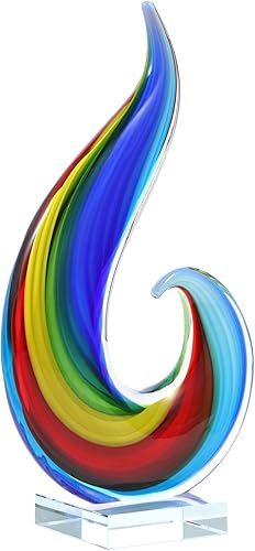 Miniatura 9 de Lujo Lane arco iris sommerso de remolino soplado a mano arte vidrio Escultura 15.5" Tall