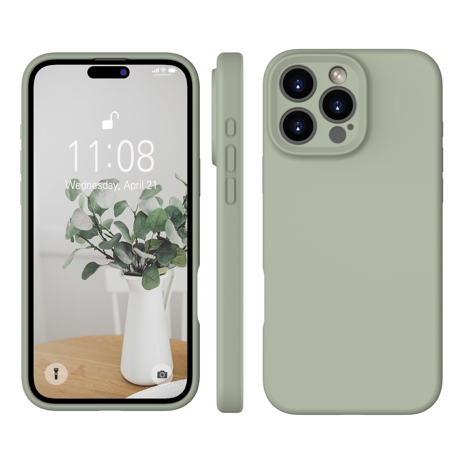 WXX für iPhone 16 Pro Max Hülle Silikon Case,Ultra Dünn mit Microfiber,Flüssig Silikon Gel Kratzfeste Schutzhülle Matt Hülle für iPhone 16 Pro Max 6.9'' Kupfer Grün