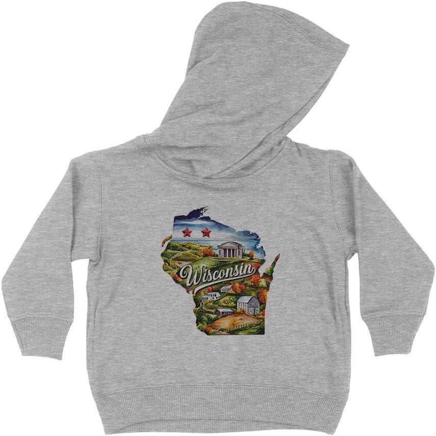 TeesAndTankYou Fall in Wisconsin Kids Hoodie Sweatshirt Toddler
