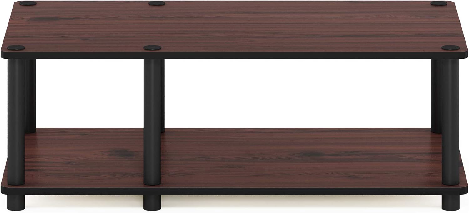 Furinno JUST TV Stand, 2-Tier No Tools Mid Entertainment Center with Open Shelf, TV Console for TV up to 46 Inch with Tubes, for Living Room, Bedroom, Dark Cherry