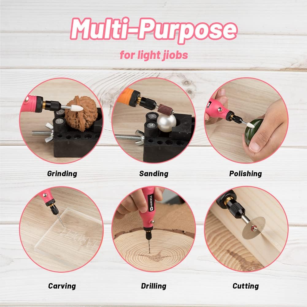 HARDELL Mini Cordless Rotary Tool, 5-Speed 3.7V rechargeable Rotary Tool Kit with 55 Accessories, USB Charging Multi-Purpose Power Tool for Sanding, Polishing, Drilling, Etching, Engraving, DIY Crafts : Everything Else