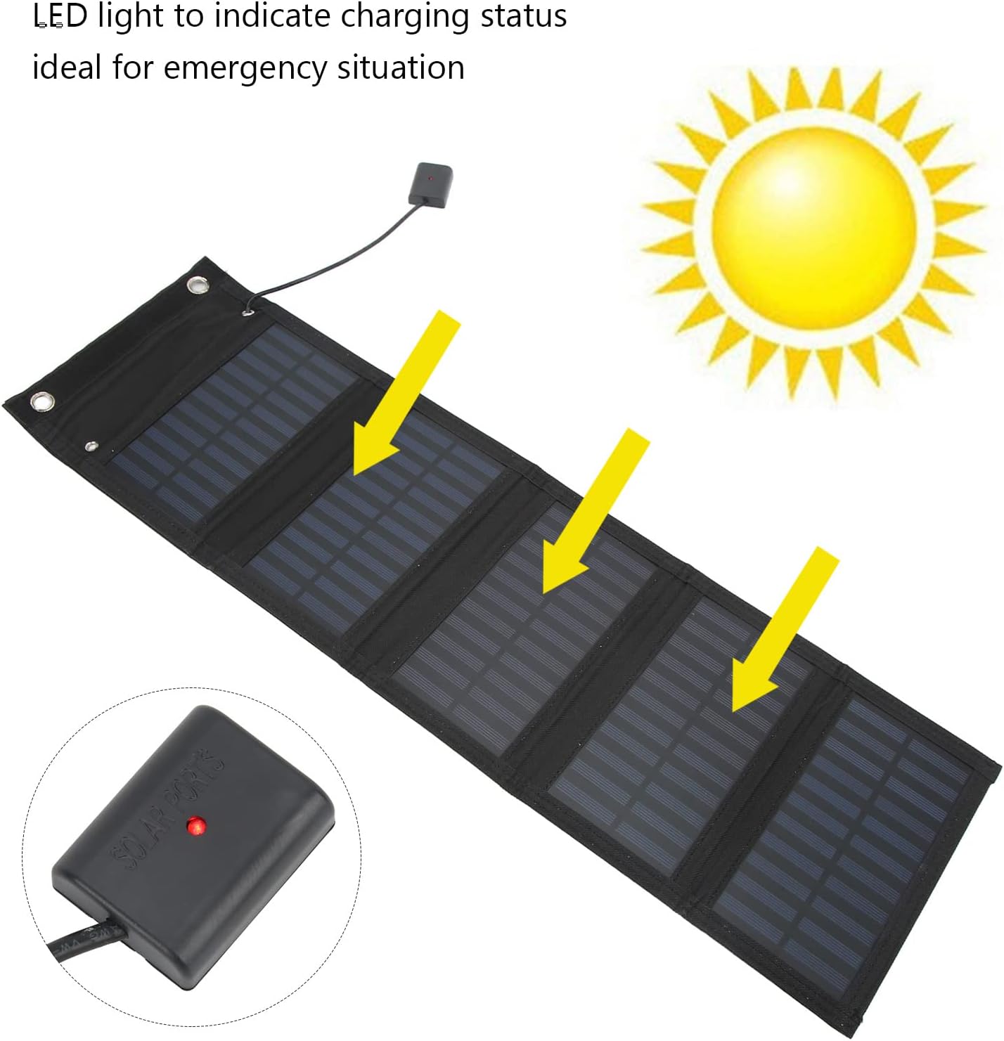 25W Folding Solar Panel Charger Monocrystalline Silicon Portable USB Cable IP65 for Surveillance Cameras Laptops