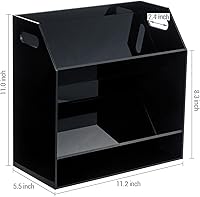 Vista 5 de MyGift Soporte para casetes compactos de acrílico negro de 2 niveles con asas de transporte recortadas, cintas de casete de audio retro, soporte