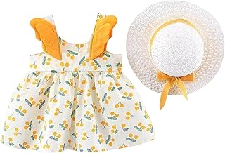 Vestido infantil sem mangas com estampa de cereja, vestido de princesa, vestido de princesa