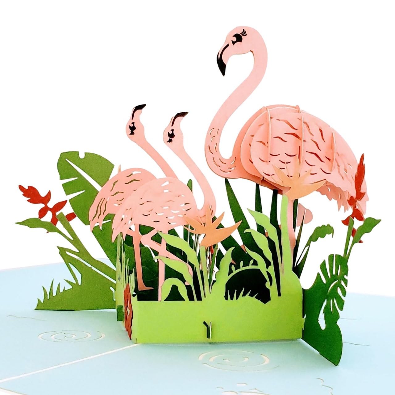 iGifts And Cards Flamingo Pop Up Greeting Card – 3D Tropical Flamingos, Elegant Nature Romantic Gift, Birthday, Anniversary, Friendship, Mother’s Day,