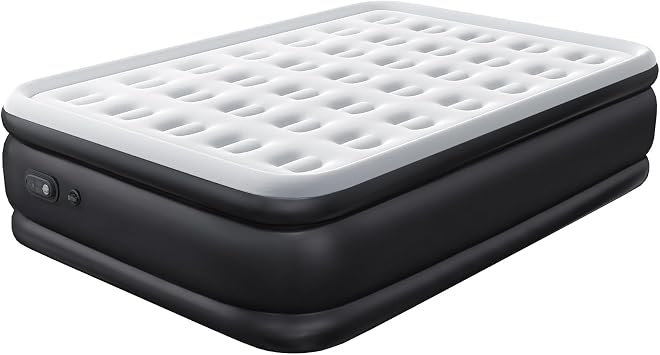 Queen Size Air Mattress, Inflatable Blow Up Mattress with Built in Pump 16" Raised for Home Guest and Camping, Portable Air Bed with Carry Bag, 440 lbs Weight Capacity, Non-Slip Bottom