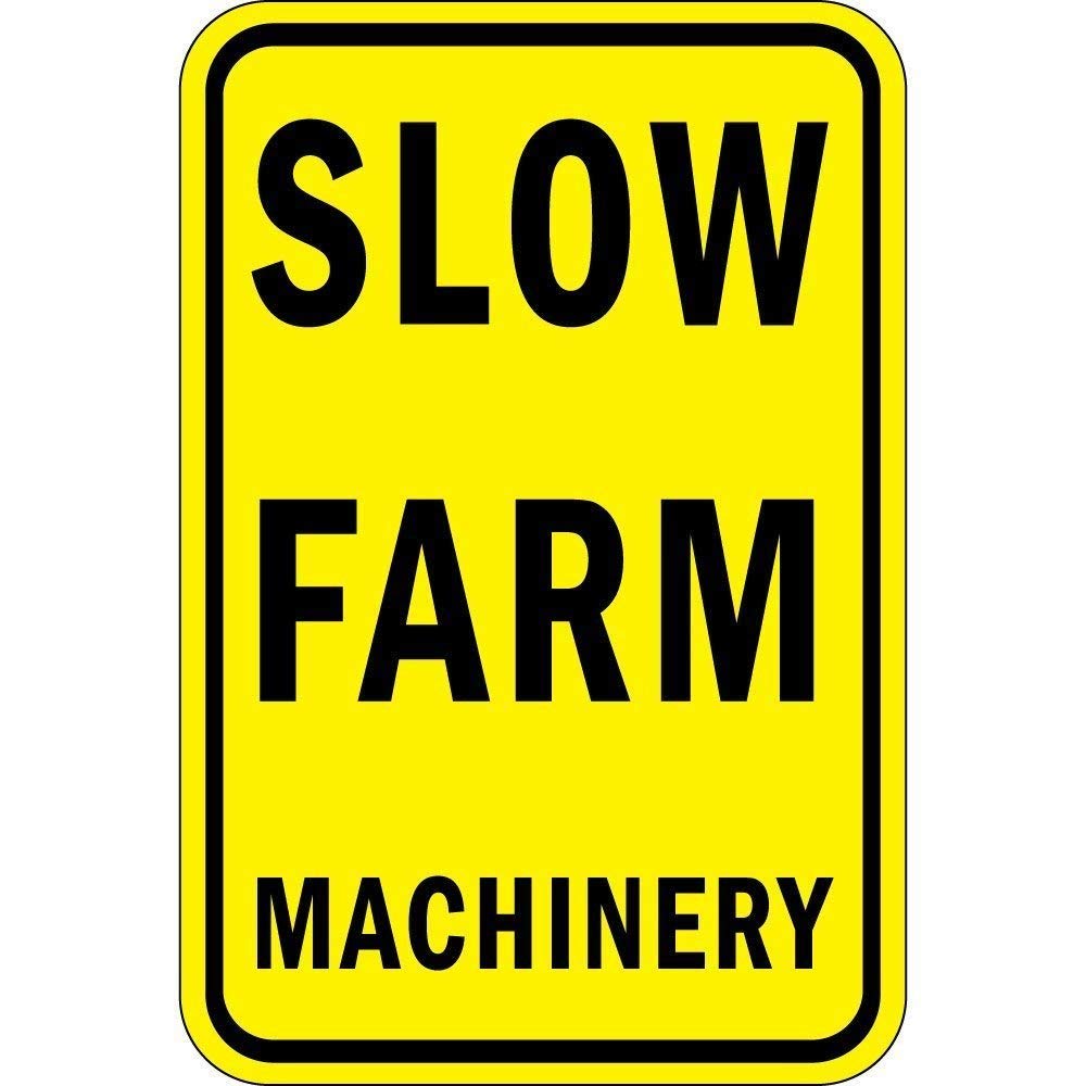 Aluminum Farm Traffic Caution Sign, Slow Down For Farm Machinery Road Marker, Indoor Outdoor Wall Decor, 12x8 Inches