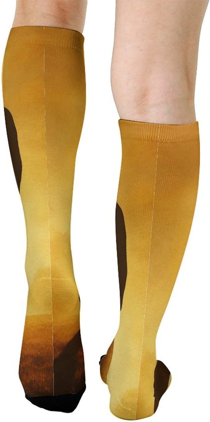 Silhouette of An Old Man Knee High Soccer Socks Moisture Wicking