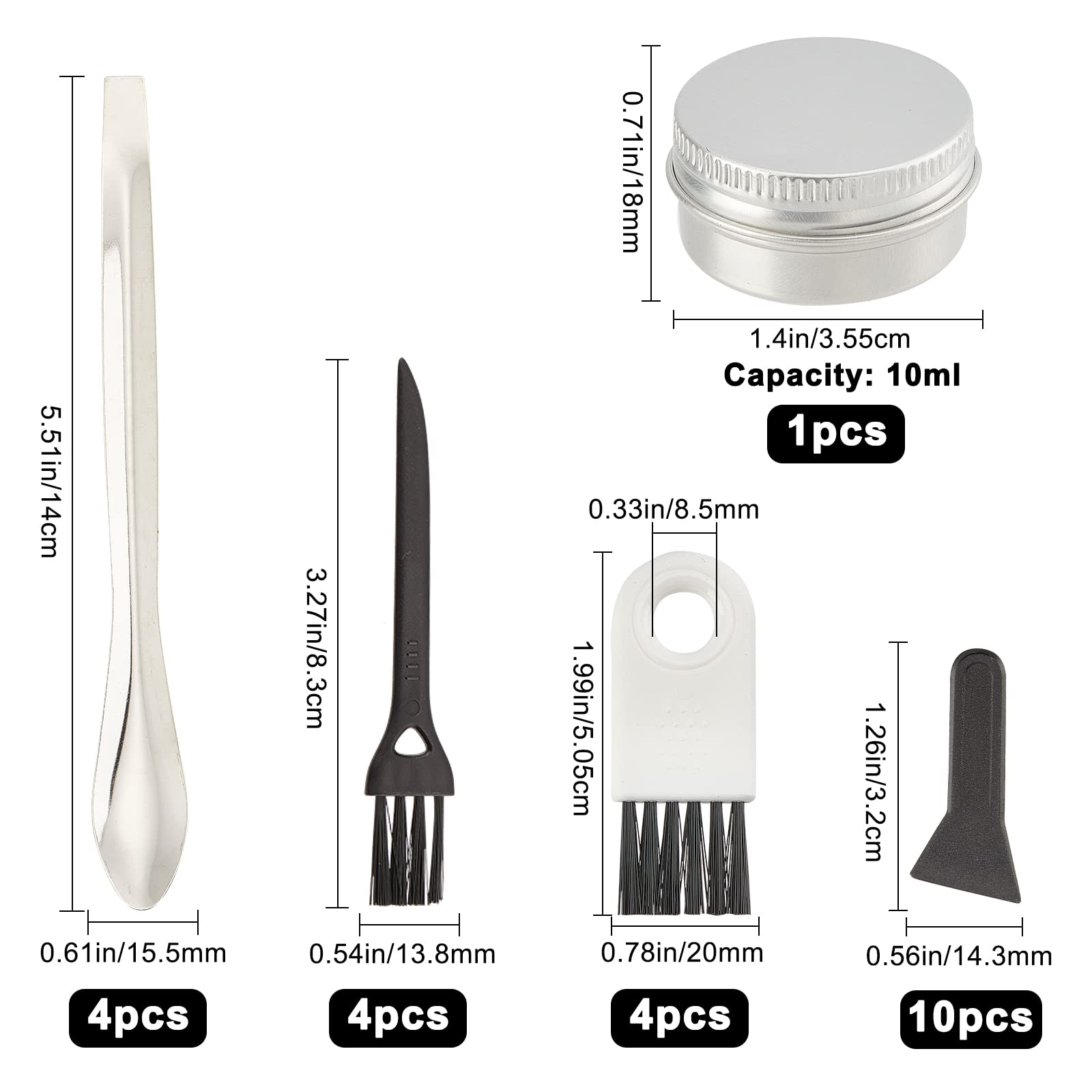 GORGECRAFT 23-Teiliges Pollenschaber-Set Für Grinder, Einschließlich Reinigungsbürste, Pollenschaber, Edelstahl-Laborspatel, Mikroschaufel Und 10-Ml-Aluminiumglas