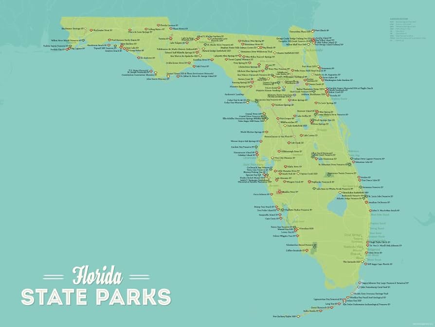 amazon-com-best-maps-ever-florida-state-parks-checklist-map-18x24-poster-green-aqua-office-products for Map Of Florida Printable Free Amazon.com : Best Maps Ever Florida State Parks Checklist Map 18x24 Poster (Green & Aqua) : Office Products for Map Of Florida Printable Free