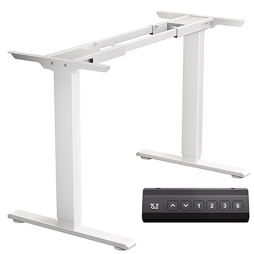 CROWNFURN Dual Motor Electric Adjustable Standing for up to 90″ x 44″Desktop,330 lbs Weight Capacity,Computer Desk for Home and Office, White Frame Only