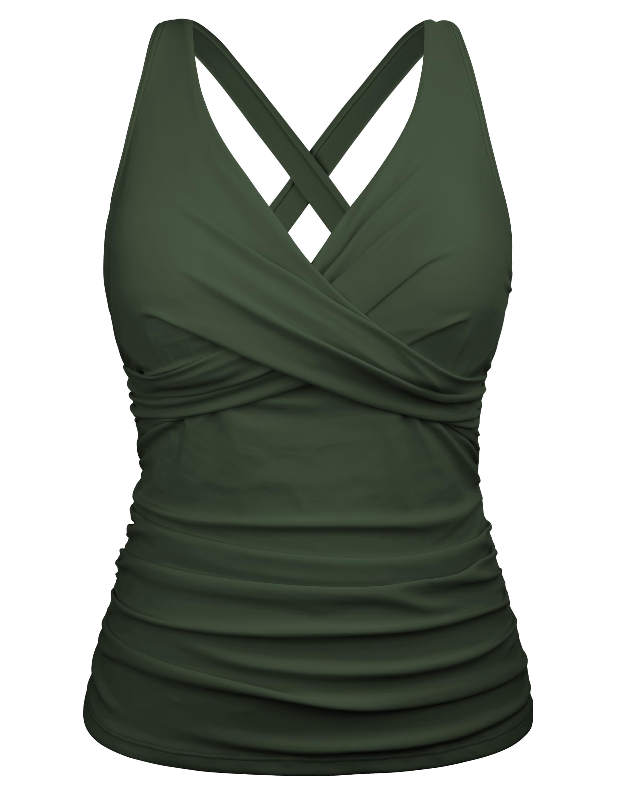 firpearl Underwire tankini for women, only v neck for big busts, ruched, tummy control-picture-25