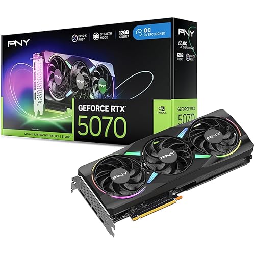 PNY NVIDIA GeForce RTX™ 5070 Epic-X™ ARGB OC Triple Fan, Graphics Card (12GB GDDR7, 192-bit, Boost Speed: 2685 MHz, SFF-Ready, PCIe® 5.0, HDMI®/DP 2.1, 2.4-Slot, NVIDIA Blackwell Architecture, DLSS 4)