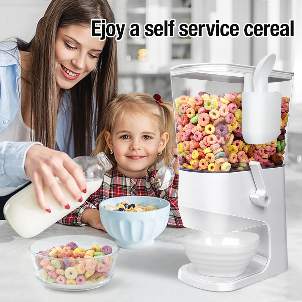 Dispenser per cereali da banco con ciotole e cucchiai, contenitori per cereali, dispensa, snack, contenitore per alimenti secchi con coperchio, per organizzare la cucina, farina d'avena, noci e muesli