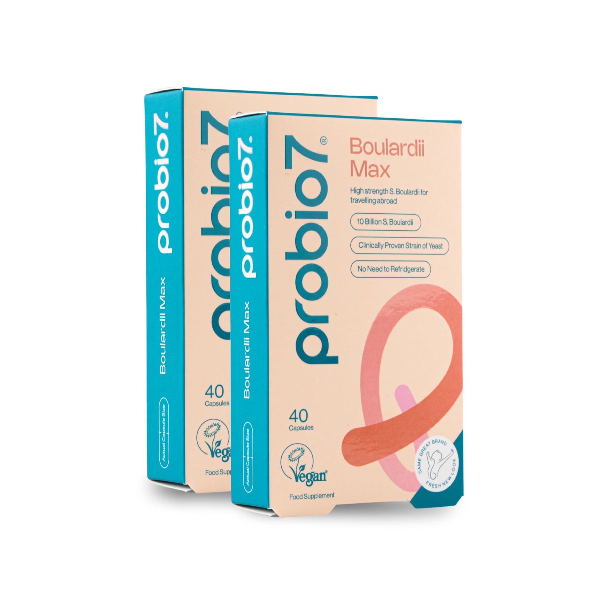 Probio7 Boulardii Max | Targeted Travel Gut Support | Saccharomyces Boulardii Supplement for Gut Repair & Digestive Health | 10 Billion CFU, Probiotics for Gut Health Support - 40 Capsules