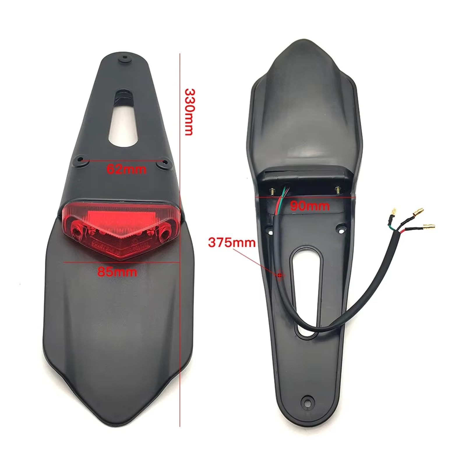 Portamatriculas Moto Soporte Para Matrícula Guardabarros Trasero Motocicleta Con Luz Trasera LED 12V Freno Universal Para Enduro Motocross Soporte Matrícula Motocicleta(Transparent-B)