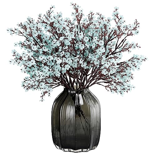 JAKY-Global Babys Breath Silk Artificial Flowers Bulk 6pcs for Fall Decor Fake Flower Bouquet Bulk for Home Kitchen Indoor Bouquet Floral Arrangement Table Centerpieces Party Decor(Grey Blue 6pcs)