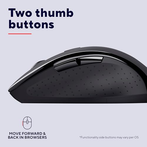 Trust Sura Draadloze Muis voor Laptop/Computer/Mac, 800-1200 DPI, 6 Knoppen, Dradloos Bereik 10m, Optische Sensor, USB-microreceiver, Rechtshandig Gebruik, Wireless Mouse voor Dell Macbook, Zwart - Afbeelding 7