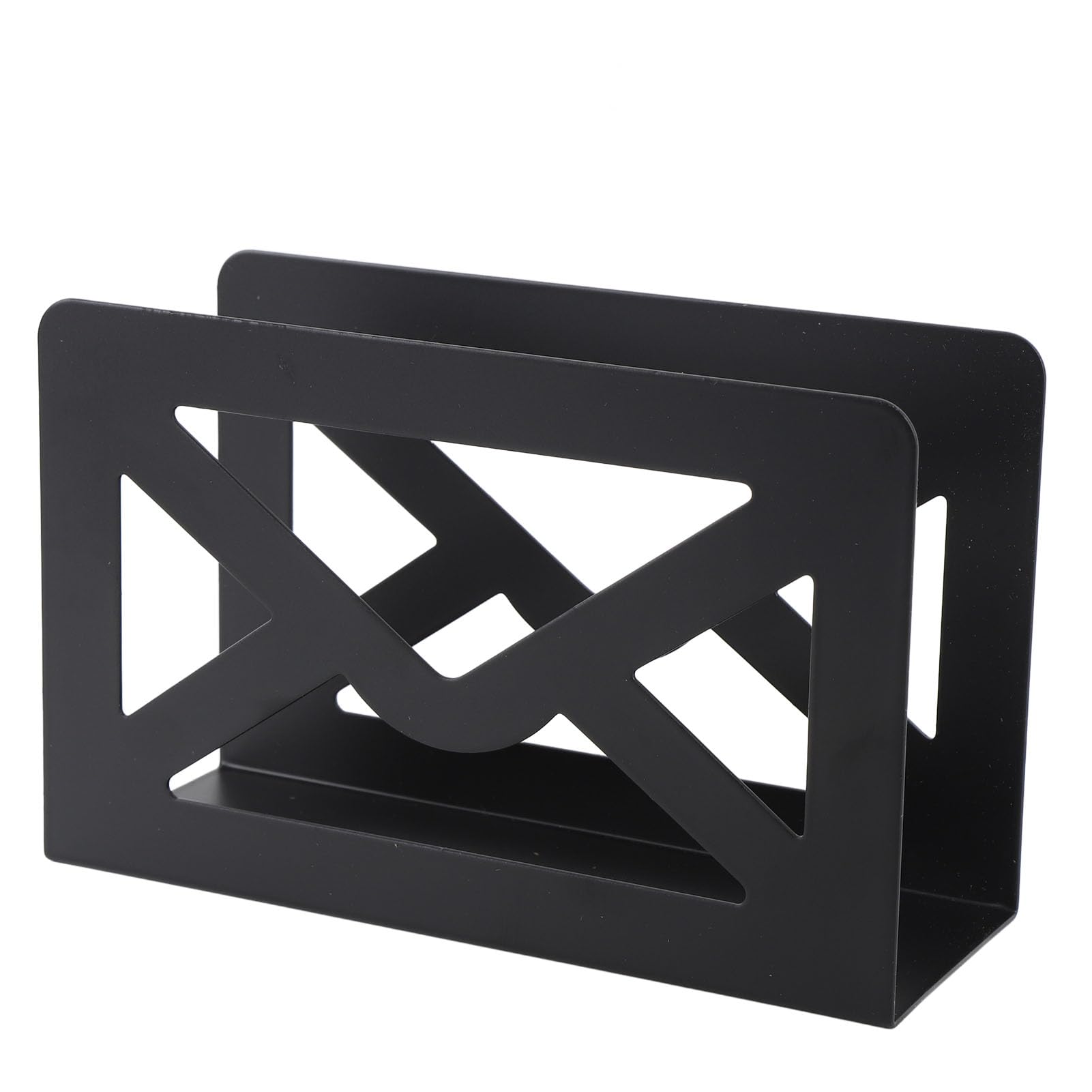 Ausla Porta Lettere da Scrivania in Metallo, Design a Busta, Organizzatore per Posta, Nero, 270g
