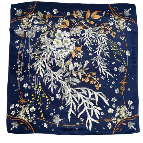 Silk Feeling Scarf Medium Square Satin Head Hair Scarf for Women 27.5 × 27.5 inches4