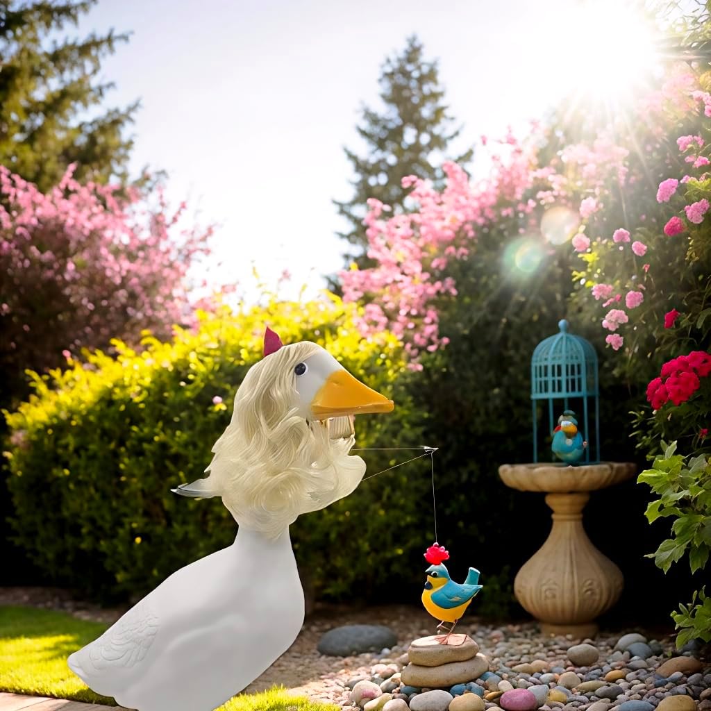 3 Pcs Christmas Porch Goose Wigs -Cute Lawn Goose Statue Braids, Christmas Porch Goose Outfits for Xmas Santa Holiday Decor-Fits 17" & 23" High Porch Goose Costume - Image 5