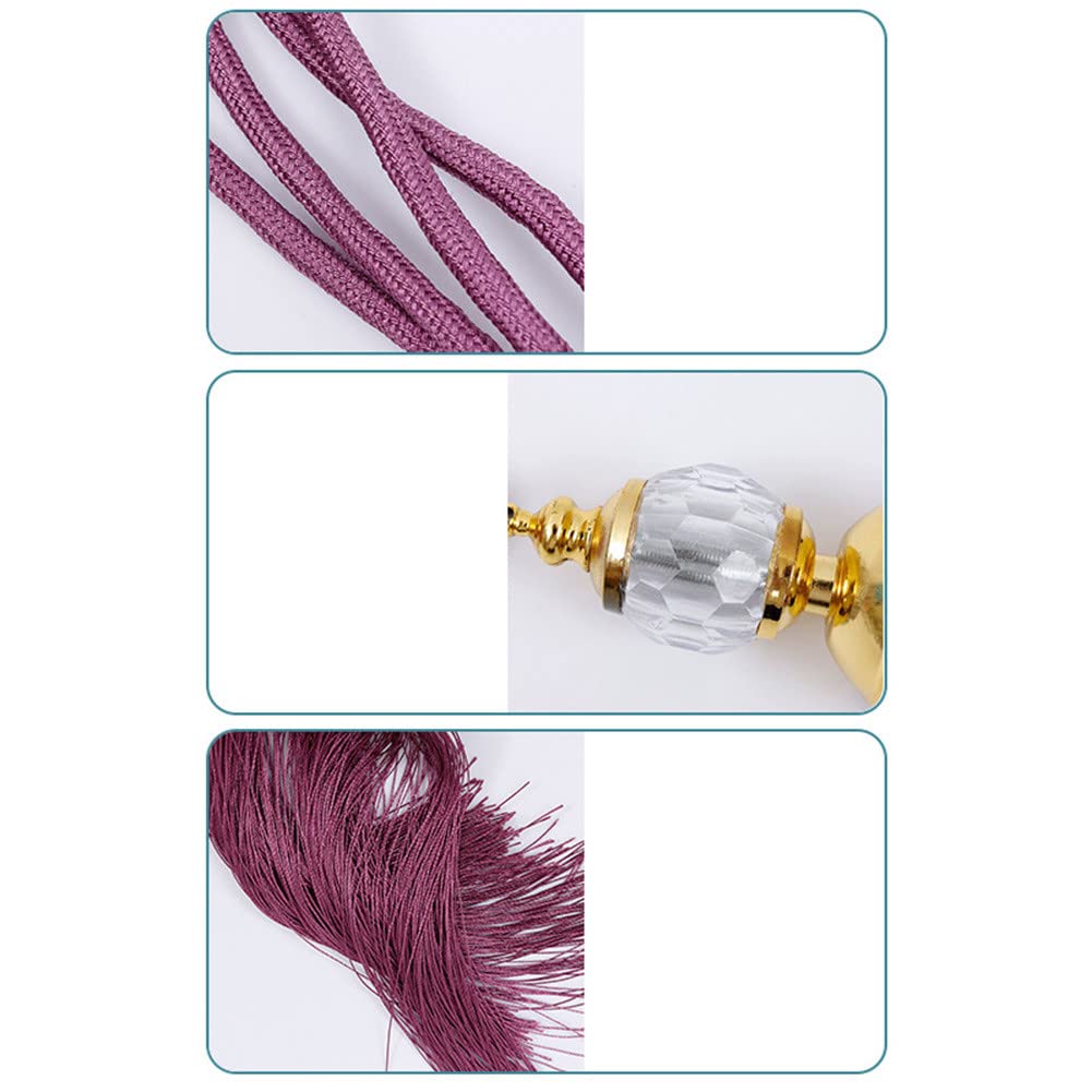 Vorhänge tragen. 2PCS Luxus Vorhang Holdbacks Seil Krawatte Rücken Quaste Raffhalter Perlen Ball Decor Paar(Burgundy)