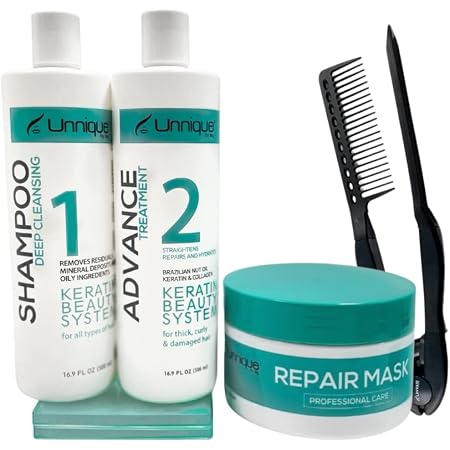 Amazon.com: Unnique Advance Kit de tratamiento de queratina 16 oz – para  todo tipo de cabello y una bolsa de playa Unnique : Belleza y Cuidado  Personal