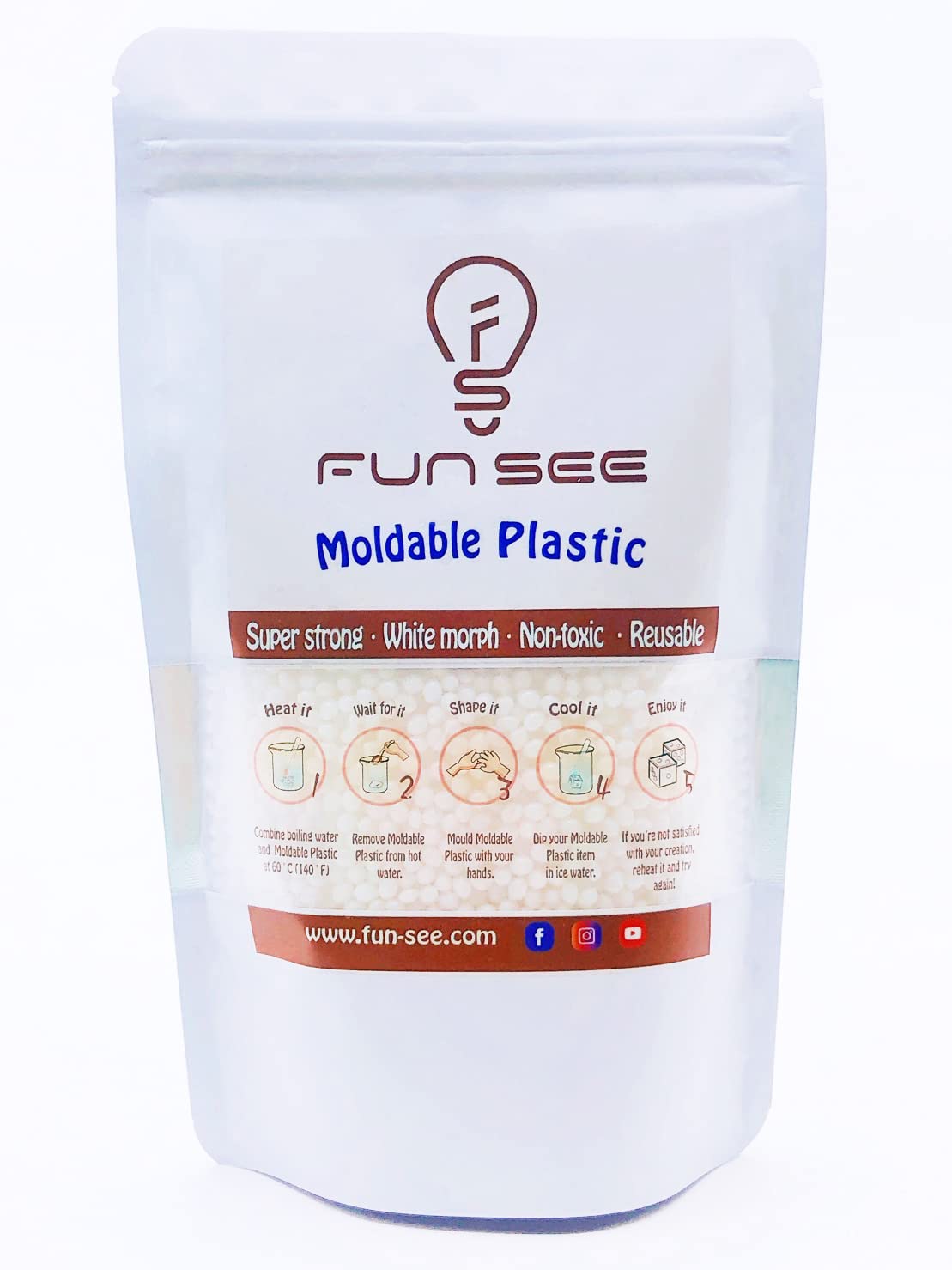 White Moldable Plastic Clay| Thermoplastic Beads| Modeling Compound for DIY Crafts, Sculpting, Cosplay Accessories | Repair | Good Creating Teaching Kits for Adults or Kids