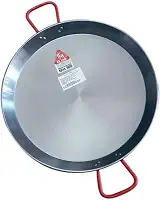 La Ideal forma de paella de aço polido, prata/vermelha, 22 cm