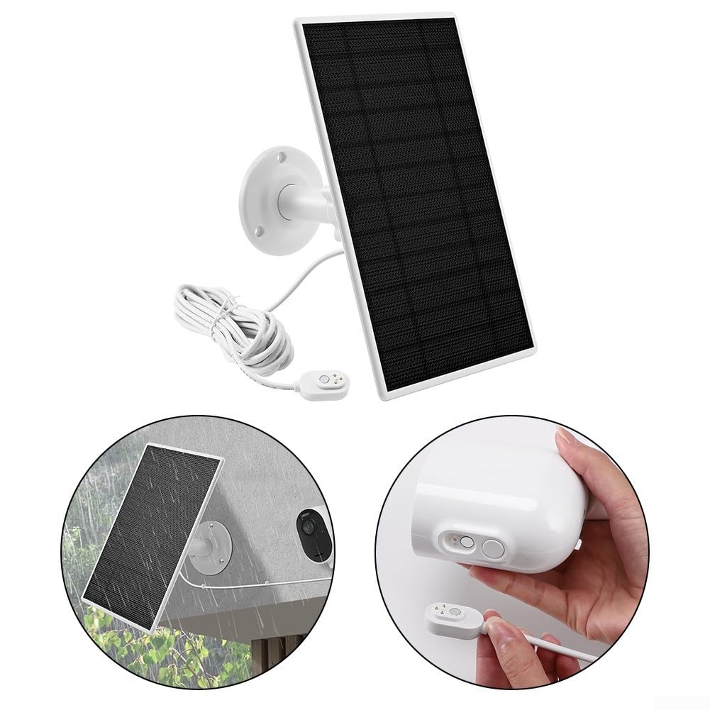 Panneau Solaire 5W pour Caméras de Sécurité pour Arlo, Alimentation Continue pour Arlo Pro 5S 2K 4 3 Projecteur Ultra 2 (4K) et Go 2 Caméras, Résiste de -20℃ à 60℃ Installation facile