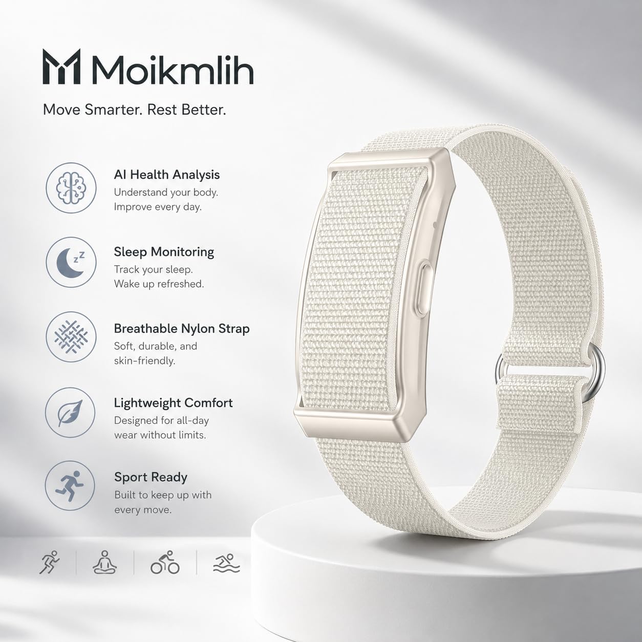 Fitness Tracker Mit 100+ Sportmodi, 45-60 Tage Standby, Aktivität/Schlafüberwachung, Wasserdicht 1ATM Fitness Aktivitätstracker Smart Armband