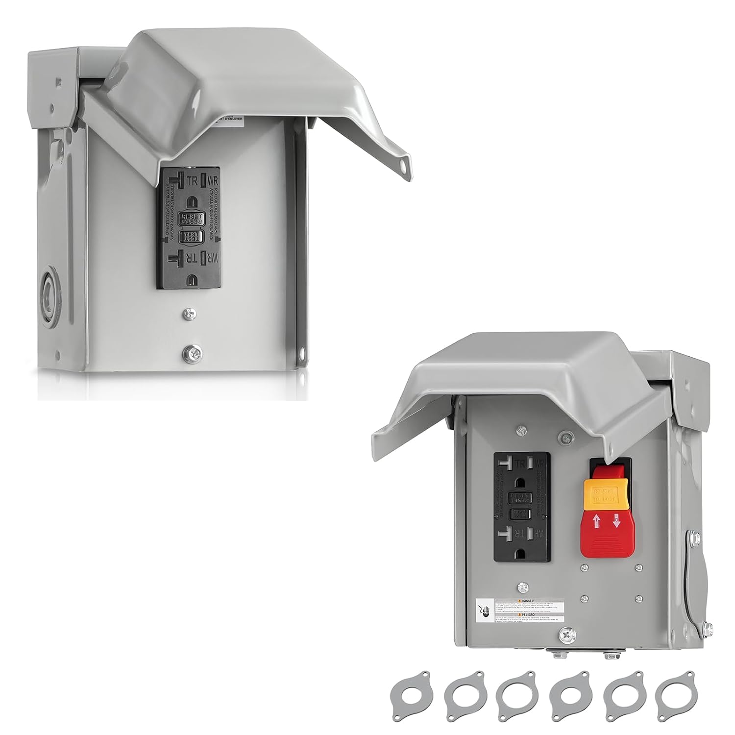 Outdoor Outlet Boxes Bundle, Waterproof Outdoor Electrical Outlet Box, 20 Amp WRTR GFCI Receptacles, 3R Enclosure, Outdoor Receptacle Box for Halloween Christmas Decor, H03OB06-H09OB06