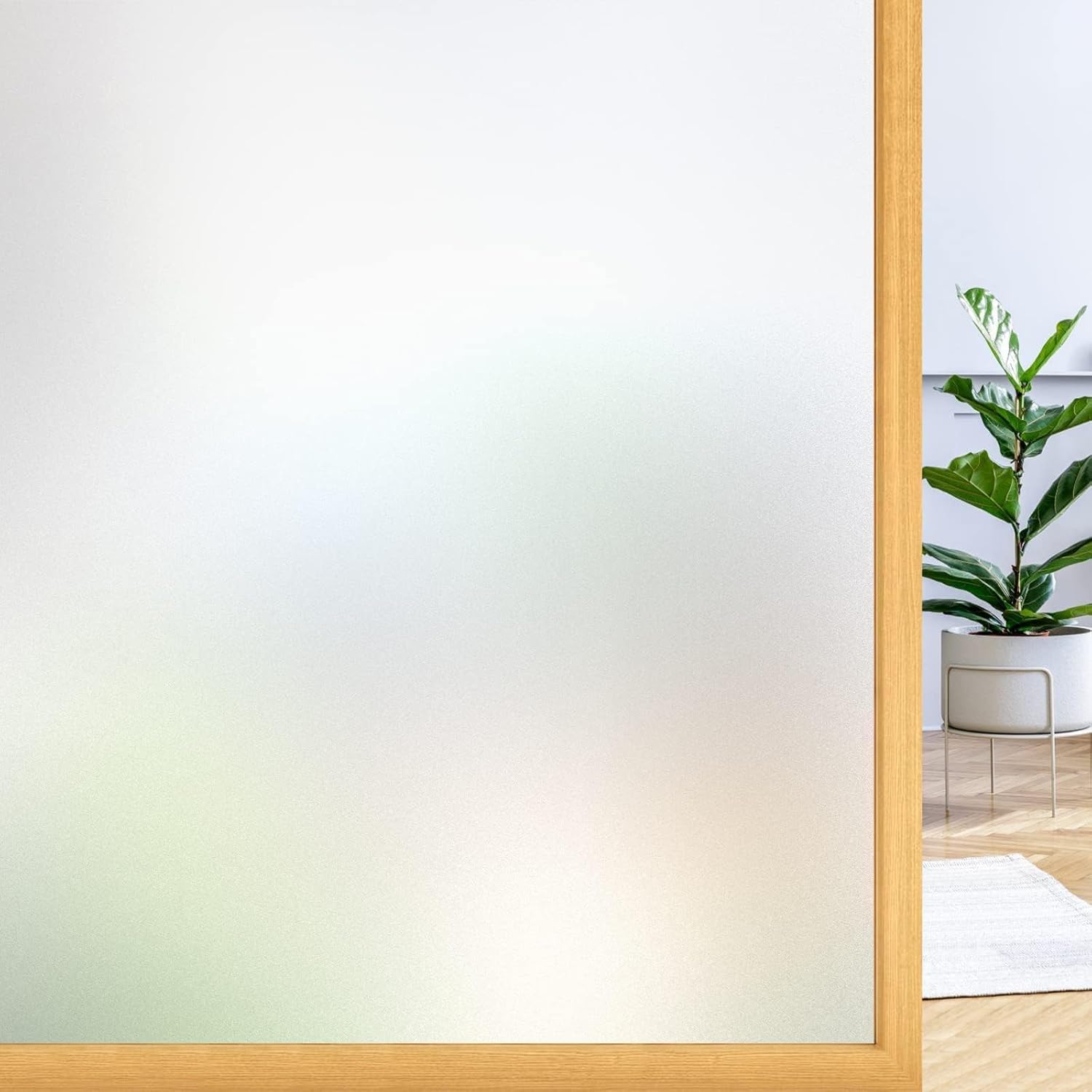 rabbitgoo Window Film Privacy Film for Glass Windows 115x400 cm, Frosted Glass Sticker Self Adhesive Roll Static Cling without Glue, Removable Opaque Coverings Anti UV for Bathroom Home Office Matt