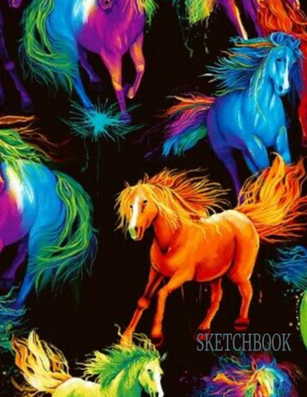 Horse Sketchbook, Rainbow, Watercolor Sketch Pad, Horse Lover Drawing Notebook, Doodling, Journaling, Practice Drawing and Coloring. Size 8.5" x 11", 120 Blank White Pages.: Draw, Paint, Create Art