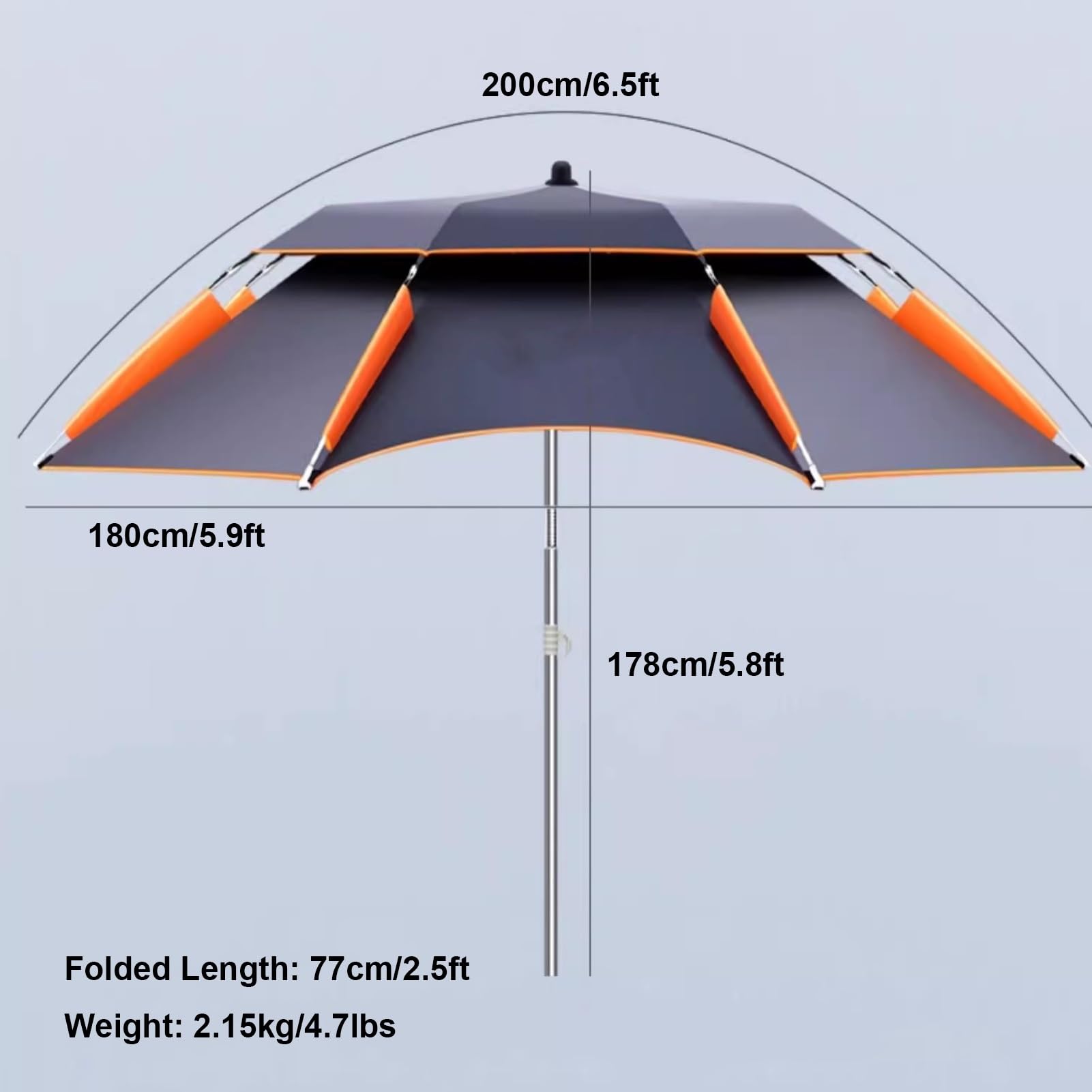 Obrót o 360° Parasol Wędkarski, Przenośny Parasol Zewnętrzny, Aluminiowy Parasol Plażowy do Basenu Ogrodowego