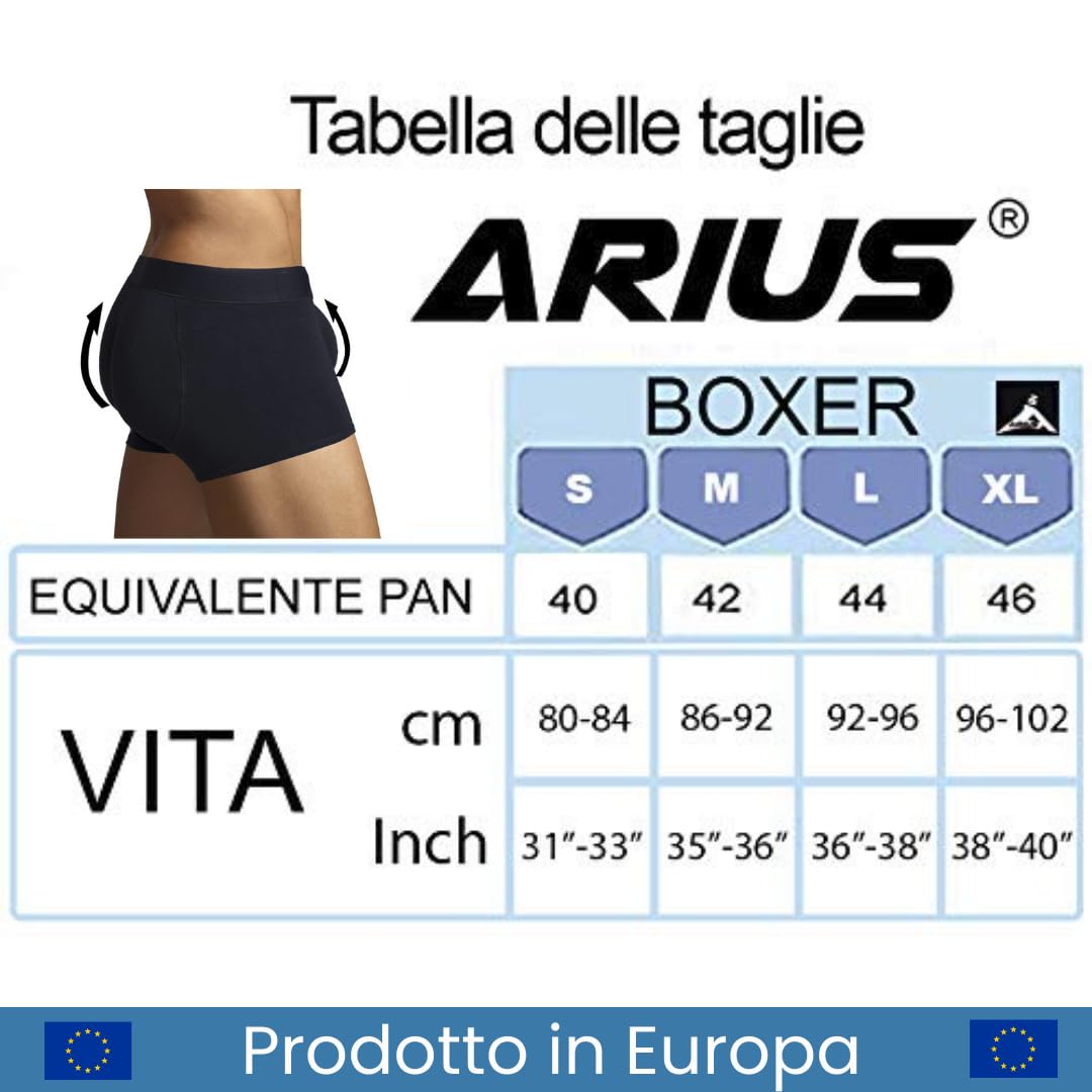 ARIUS Mutande con Cuscinetti con Imbottitura Posteriore e Imbottitura Frontale, per Aumentare Il Volume e Le Dimensioni dei Glutei e Dare Volume e Dare Una Forma Arrotondata agli attributi Maschili