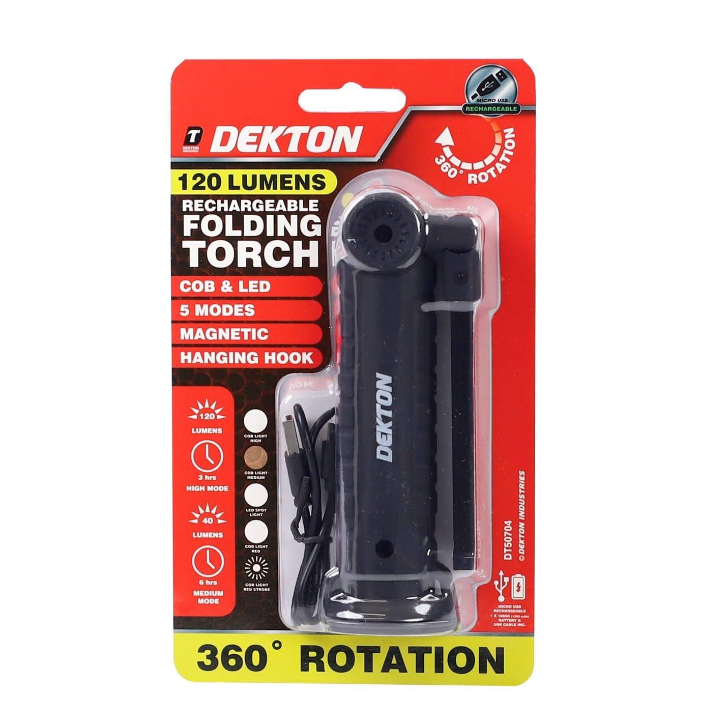 Dekton  Rechargeable Work Light - Black