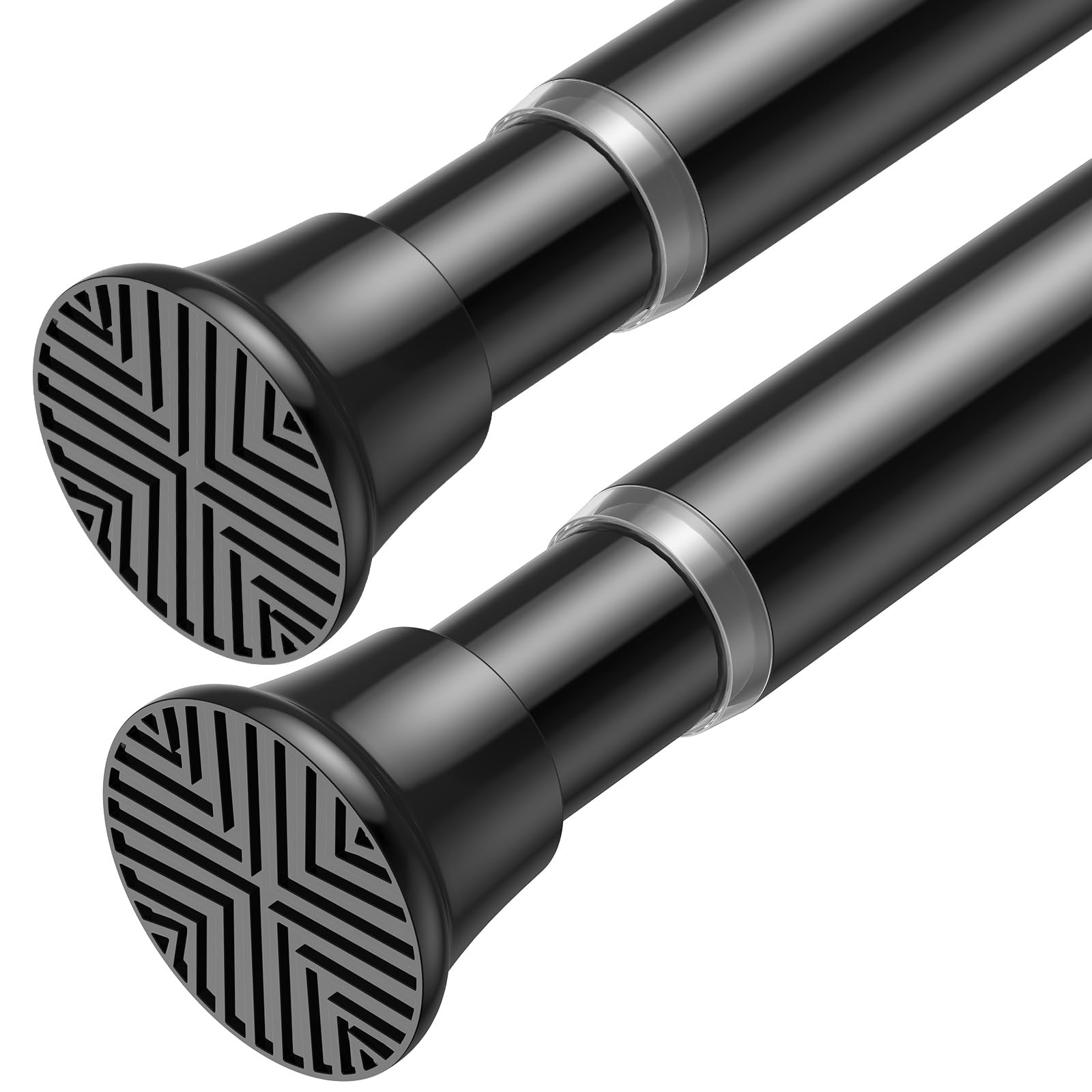 Photo 1 of 2Pack Tension Rods Tension Curtain Rod for Windows 30-63Inch Black Adjustable Curtain Rod No Drilling Spring Rod for Light Shower Curtain,Doorway,Closets