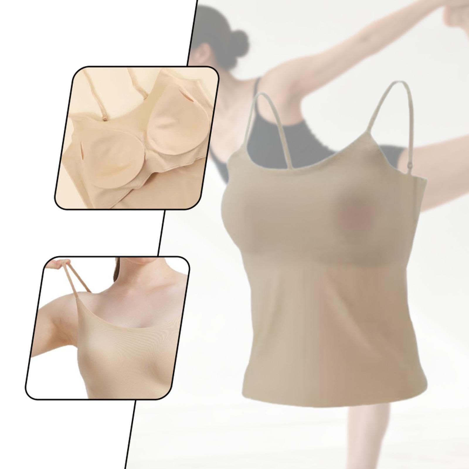 Canotta Donna con Reggiseno Integrato Top Senza Cuciture Spalline Sottili Regolabili Tessuto Traspirante Elasticizzato Adatta per Palestra Ginnas