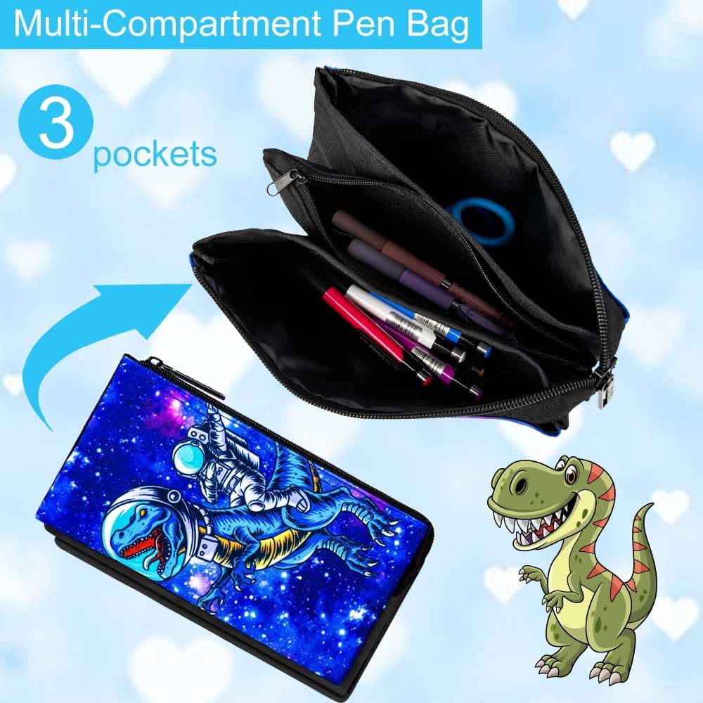 UFNDC Dinosaurier-Rucksack für Jungen, Vorschul-Büchertasche mit Lunchbox, 40,6 cm, wasserabweisend, Schultasche für Grundschulkinder, 3 Stück, Dinosaurier-Astronaut, 40,6 cm, Einheitsgröße,