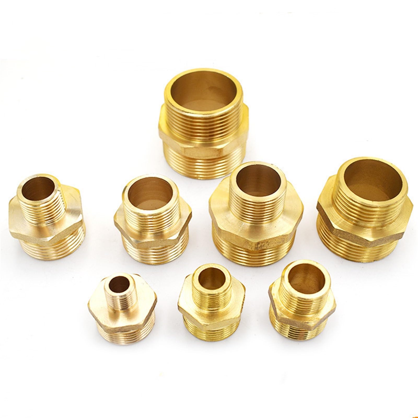 2-Pack Brass Pipe Fitting Reducer Hex Nipple Adapter Connector - 1/8'' to 1'' BSP Male Thread(1x3/4)