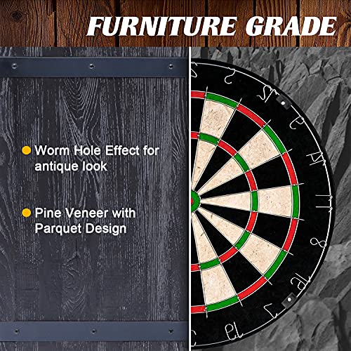 Neconcet Dartboard And Cabinet Set: Sisal Dartboard With Self Healing Bristles And Accessories- Multiple Styles Available (Scorpio) #TOP2