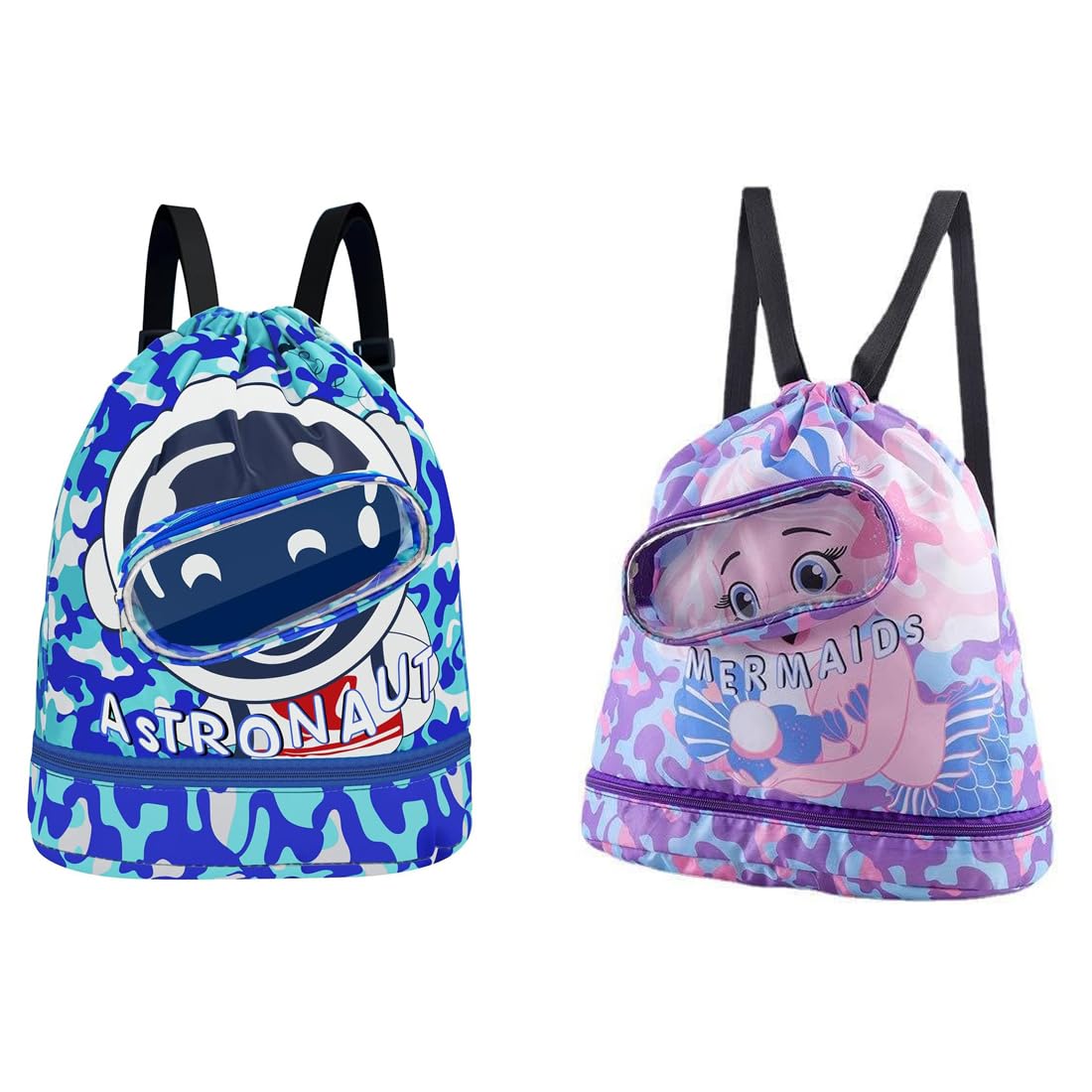 TAPIT Swimming Backpack for Kids, Dry and Wet Separation Waterproof Storage Bag Portable Drawstring Backpack for Gym Sports Beach Pool Gear Bag