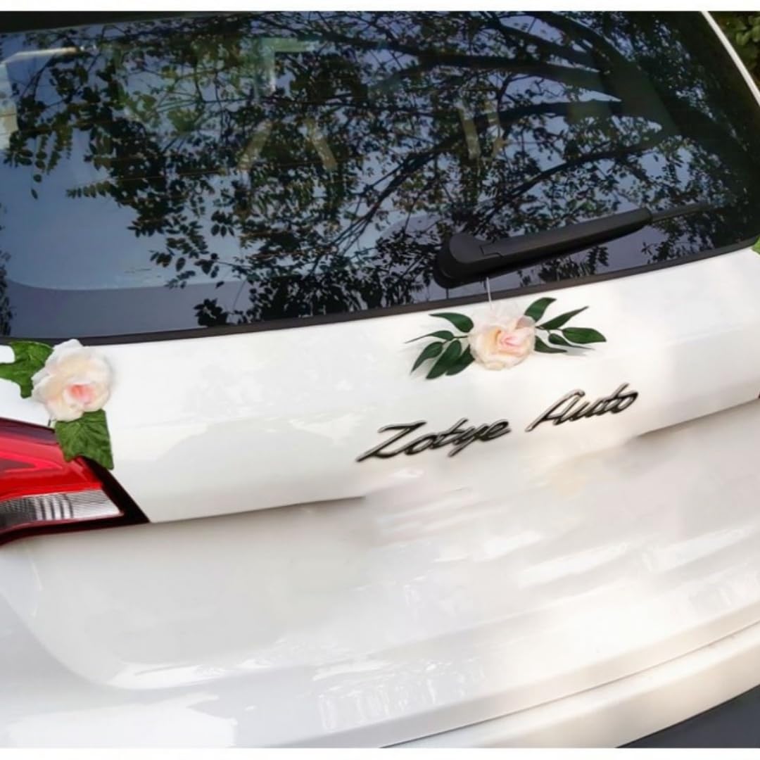 Autoschmuck Hochzeit Künstliche Seidenblume mit grüne Blätter Autoschleifen Girlande Motorhaube Autotürgriff Hochzeit Deko Blumenschmuck Hochzeitsauto Deko für Hochzeit Verlobungsfeier rosa