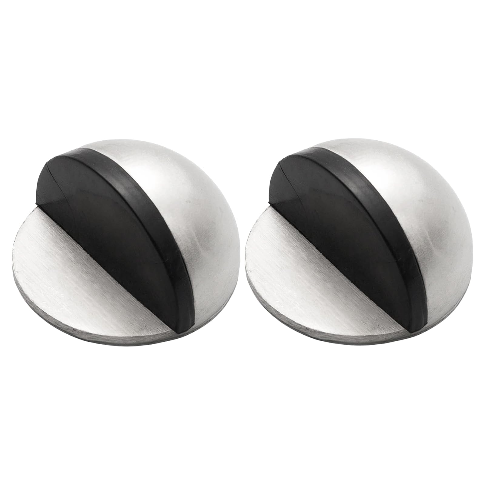KTHZI 2Pcs Self-Adhesive Door Stoppers for Floor - Stainless Steel Half Moon Door Stop with Adhesive Pads, Oval Wall Protector for Hard Floor, Glass, Home and Office Use (Silver)