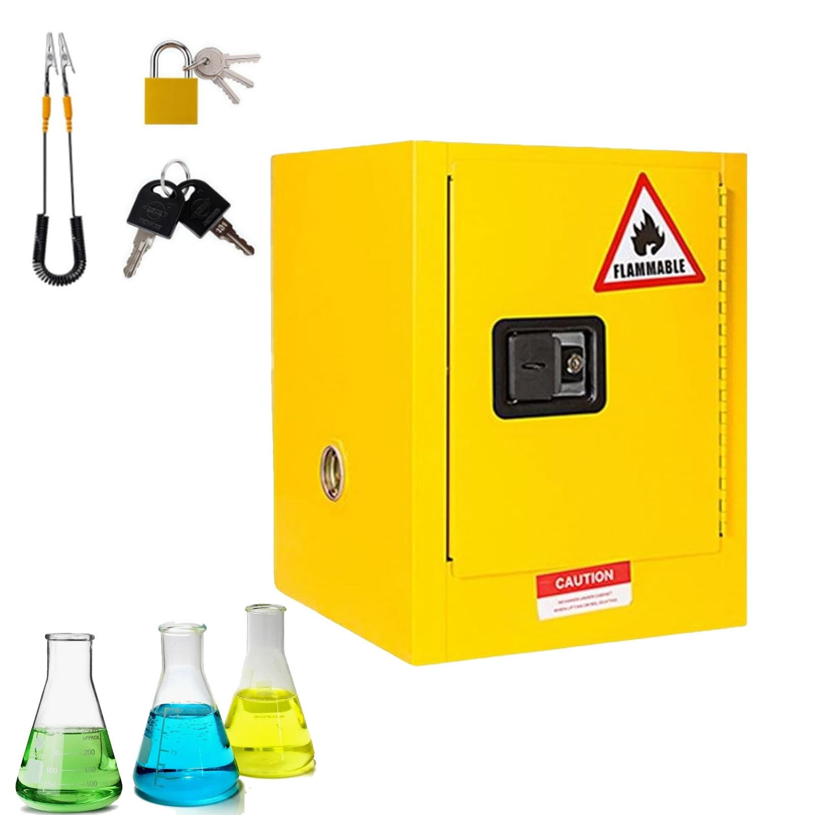 Gabinetes de seguridad a prueba de inflamables y explosiones para materiales peligrosos, con estantes ajustables, fabricados en acero galvanizado para laboratorios, fábricas y hospitales (amarillo,