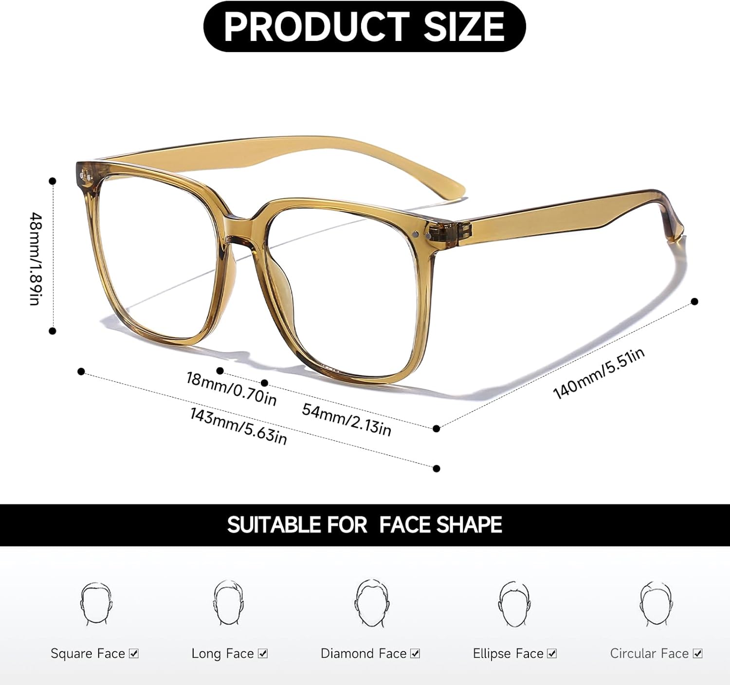 Oversized Square Blue Light Blocking Glasses for Women and Men - Gaming & Computer Anti-Fatigue - Image 5