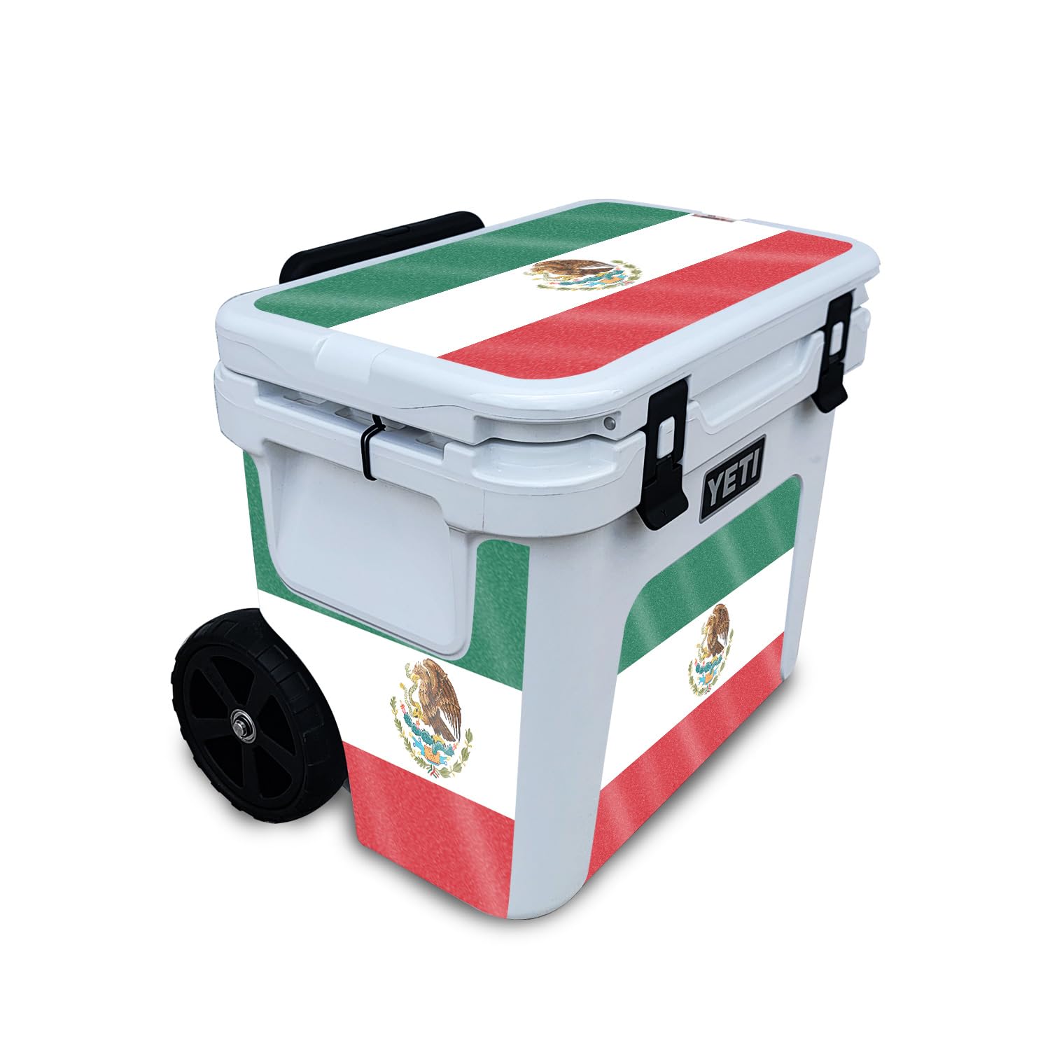 Glossy Glitter Skin Compatible with Yeti Roadie 32 Wheeled Cooler - Mexican Flag - Premium 3M Vinyl Protective Wrap Decal Cover - Easy to Apply | Crafted in The USA by MightySkins